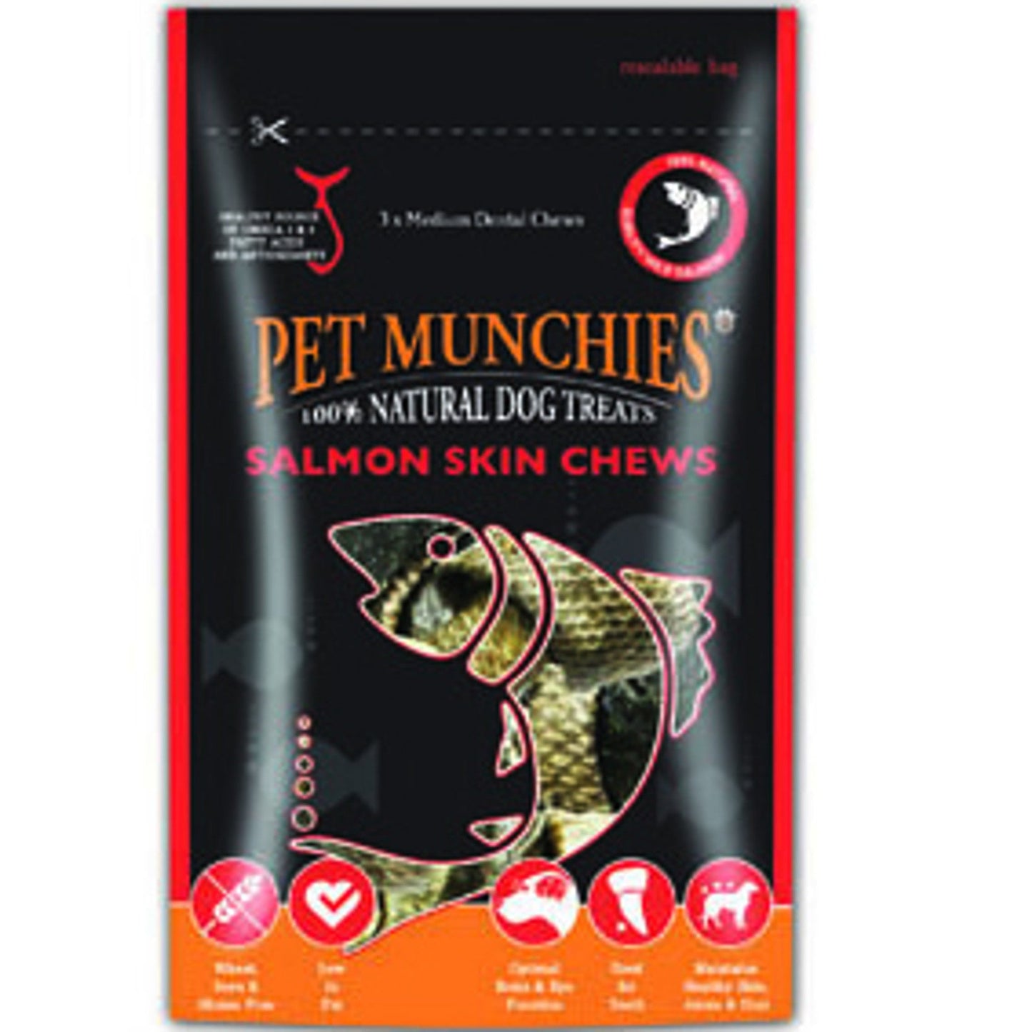 Pet Munchies Natural Salmon Skin Chews (90g)